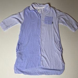 DKNY Striped Button Up Dress 3/4 Sleeve Pockets